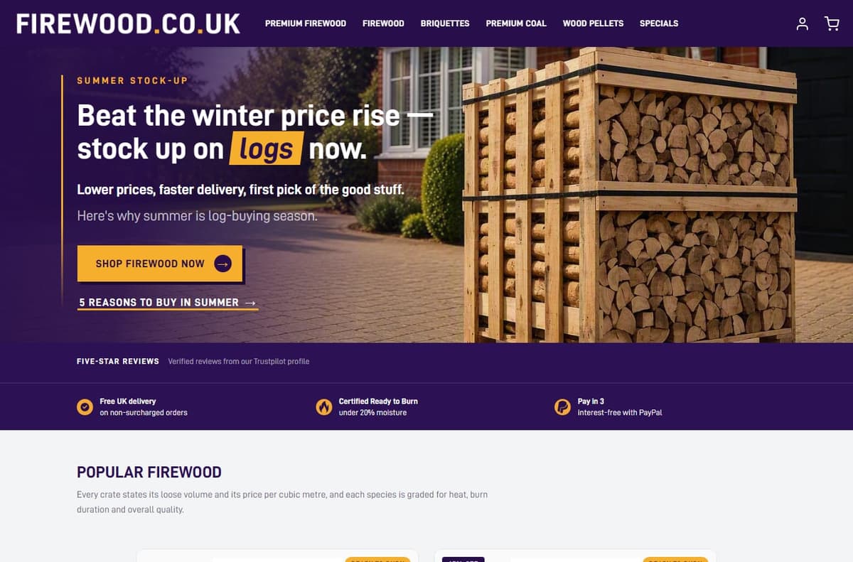 Firewood.co.uk screenshot 1